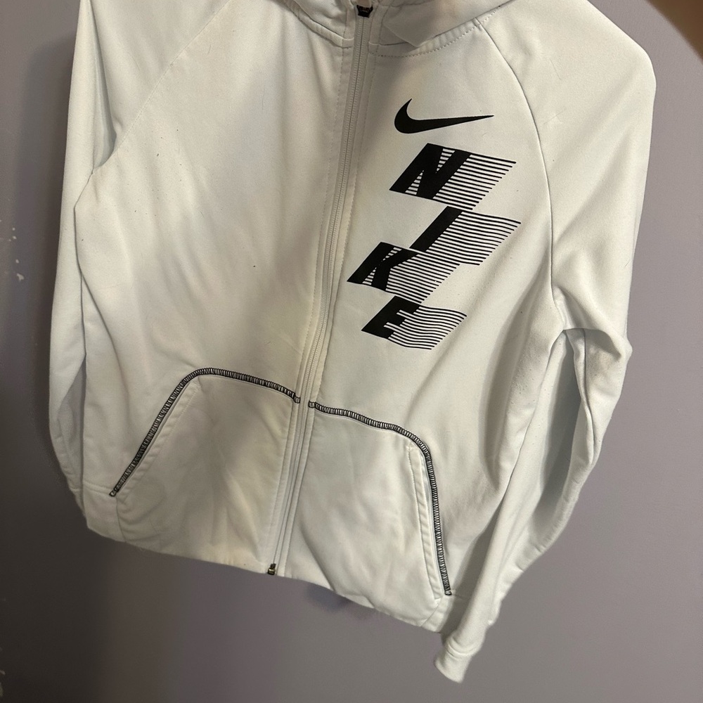 Nike White Zip-Up Hoodie